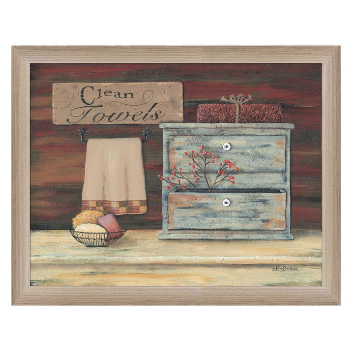 Clean Towels 4 Brown Framed Print Bathroom Wall Art