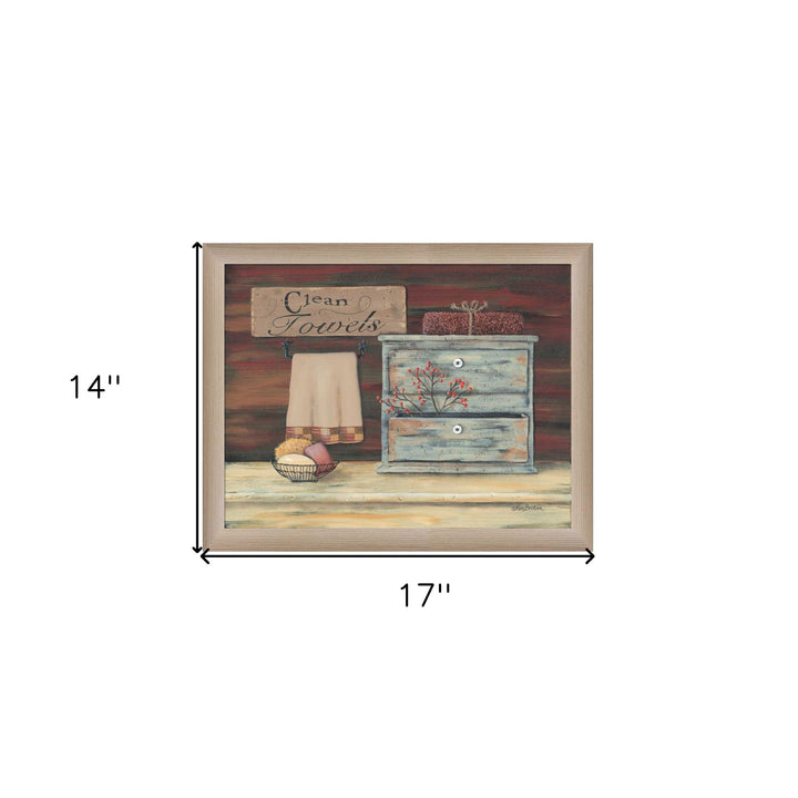 Clean Towels 4 Brown Framed Print Bathroom Wall Art