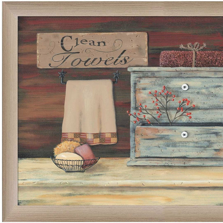 Clean Towels 4 Brown Framed Print Bathroom Wall Art