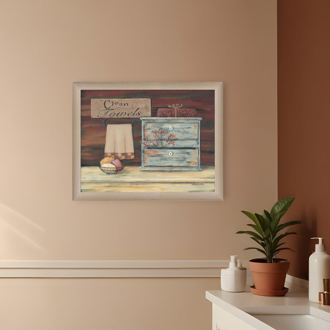 Clean Towels 4 Brown Framed Print Bathroom Wall Art