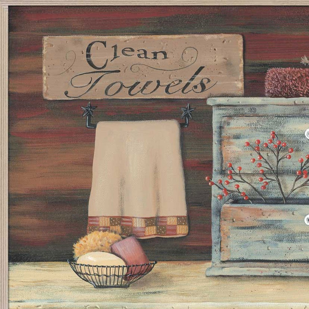 Clean Towels 4 Brown Framed Print Bathroom Wall Art