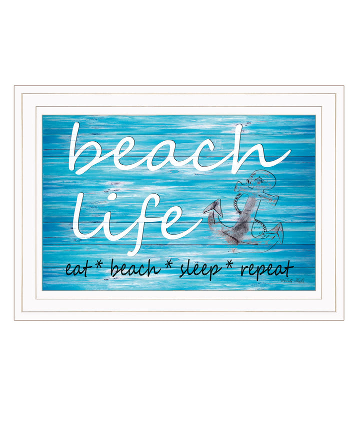 Beach Life 1 White Framed Print Wall Art