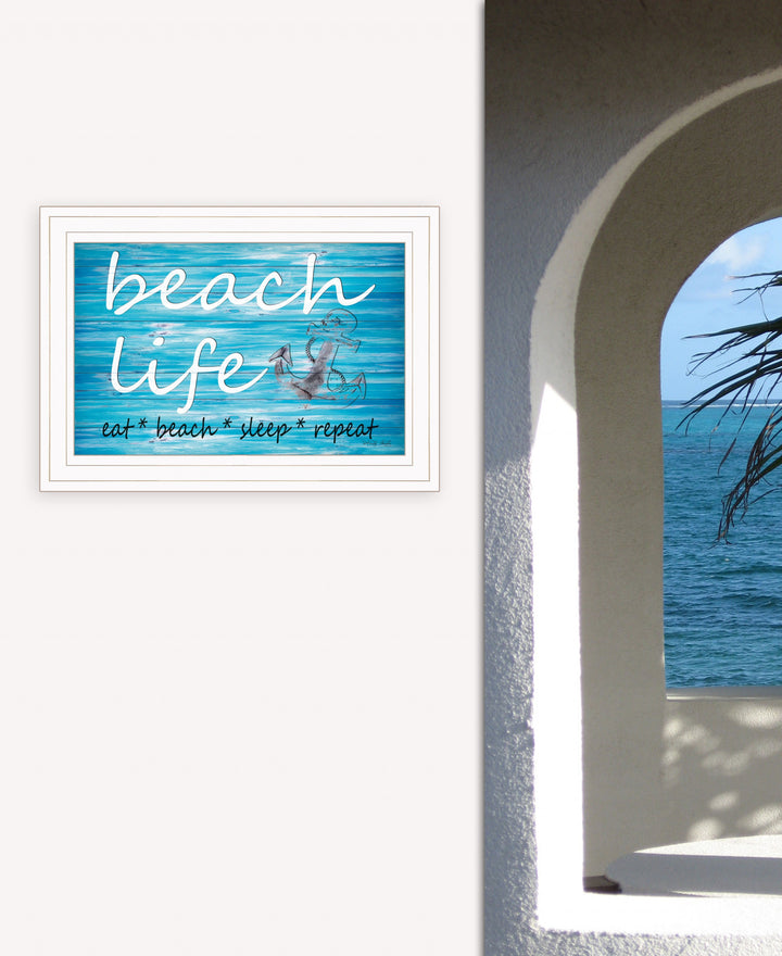 Beach Life 1 White Framed Print Wall Art