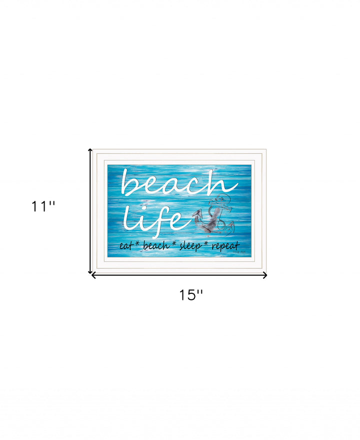 Beach Life 1 White Framed Print Wall Art