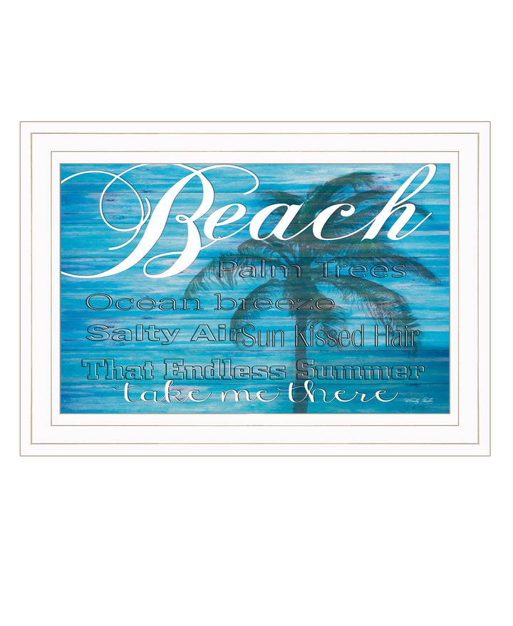 Take Me There Beach White Framed Print Wall Art