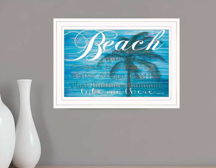 Take Me There Beach White Framed Print Wall Art