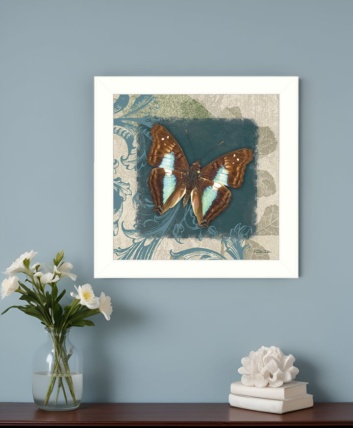 Swirl Butterfly White Framed Print Wall Art