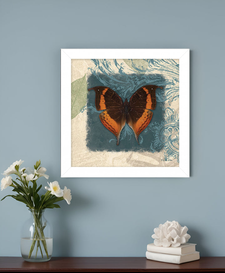 Swirl Butterfly II White Framed Print Wall Art