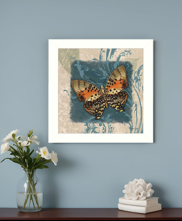 Swirl Butterfly III White Framed Print Wall Art