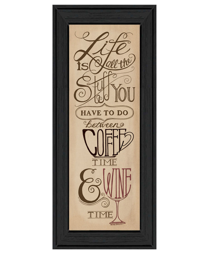 Coffee and Wine Time Black Framed Print Wall Art