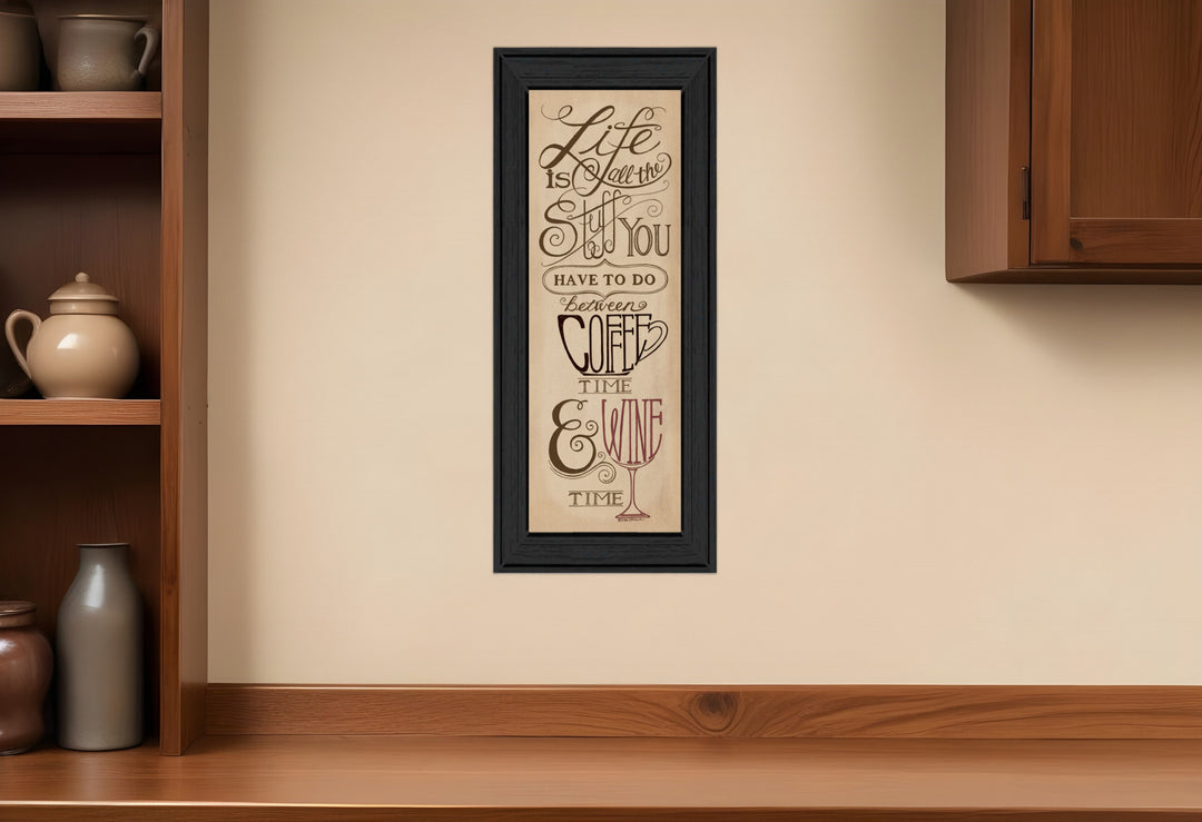 Coffee and Wine Time Black Framed Print Wall Art