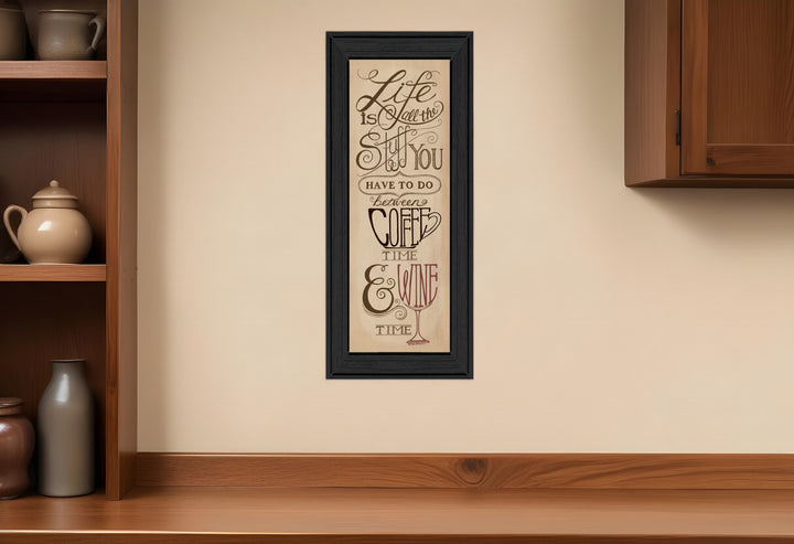 Coffee and Wine Time Black Framed Print Wall Art