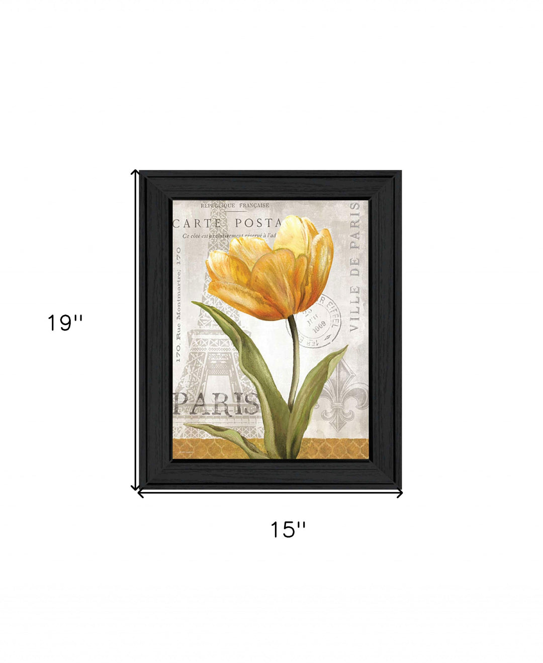 Golden Flower Black Framed Print Wall Art