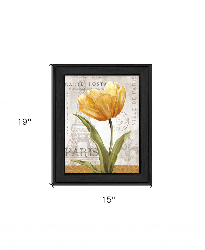 Golden Flower Black Framed Print Wall Art