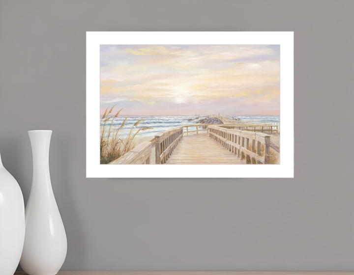 Ponce Inlet Jetty Sunrise 1 White Framed Print Wall Art