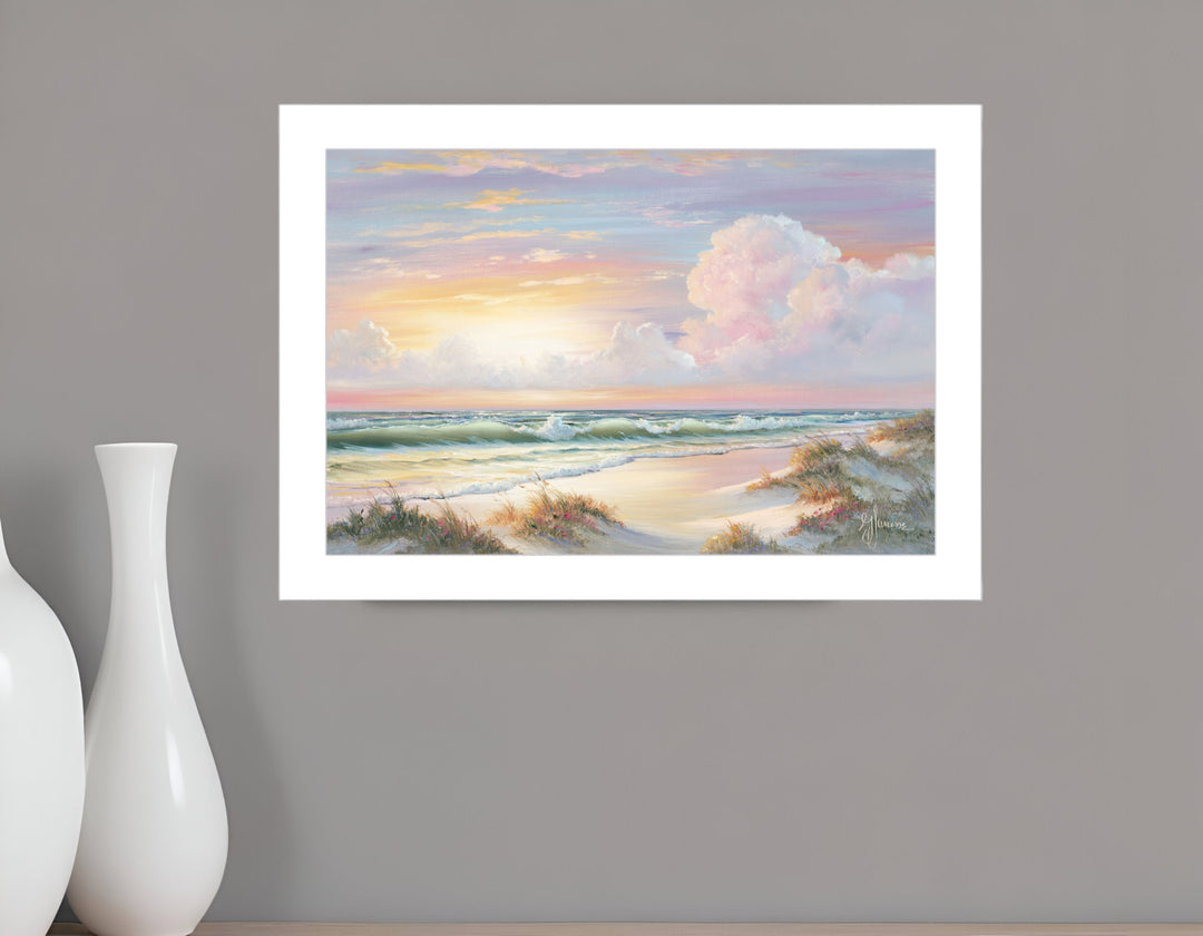 Golden Sunset on Crystal Cove 3 White Framed Print Wall Art