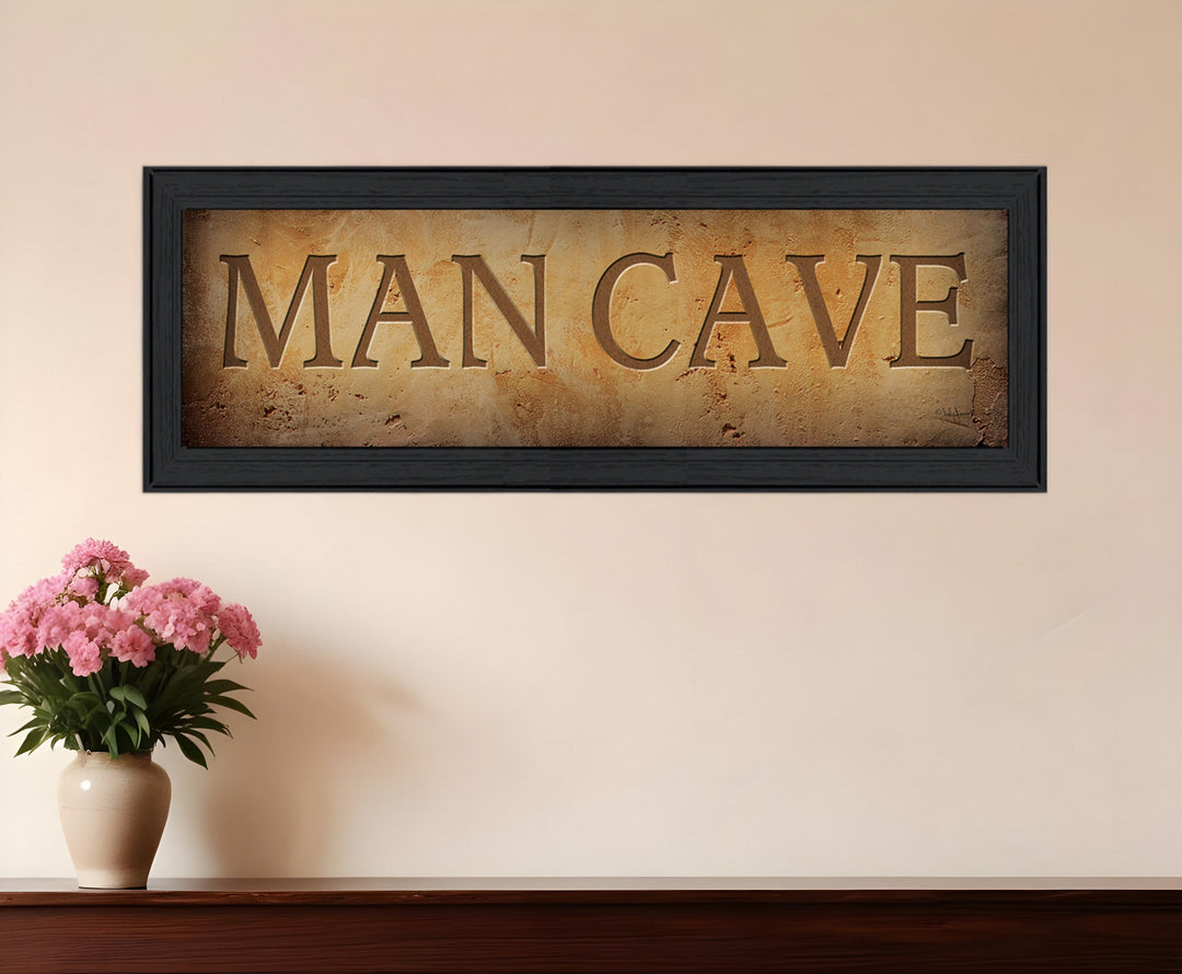 Man Cave 1 Black Framed Print Wall Art