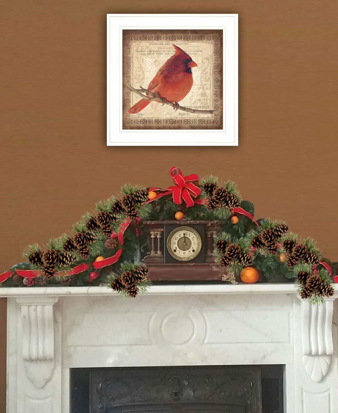 Male Cardinal 1 White Framed Print Wall Art