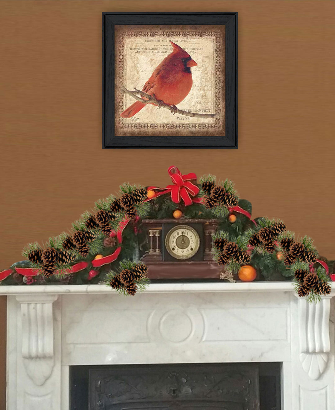 Male Cardinal 2 Black Framed Print Wall Art