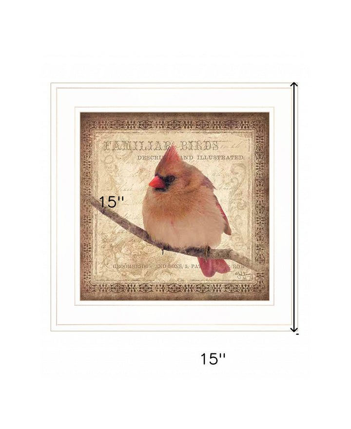 Female Cardinal 1 White Framed Print Wall Art