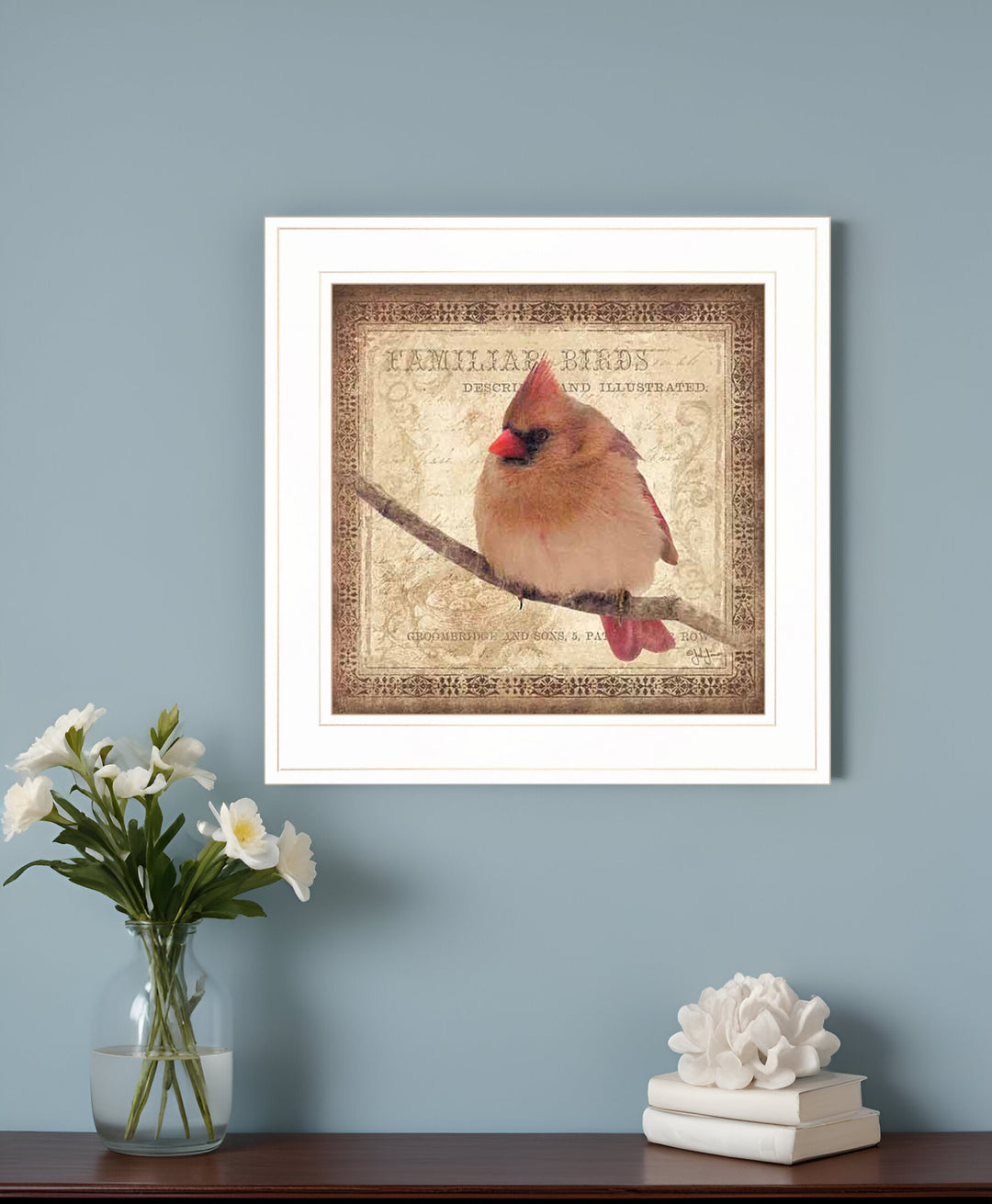 Female Cardinal 1 White Framed Print Wall Art