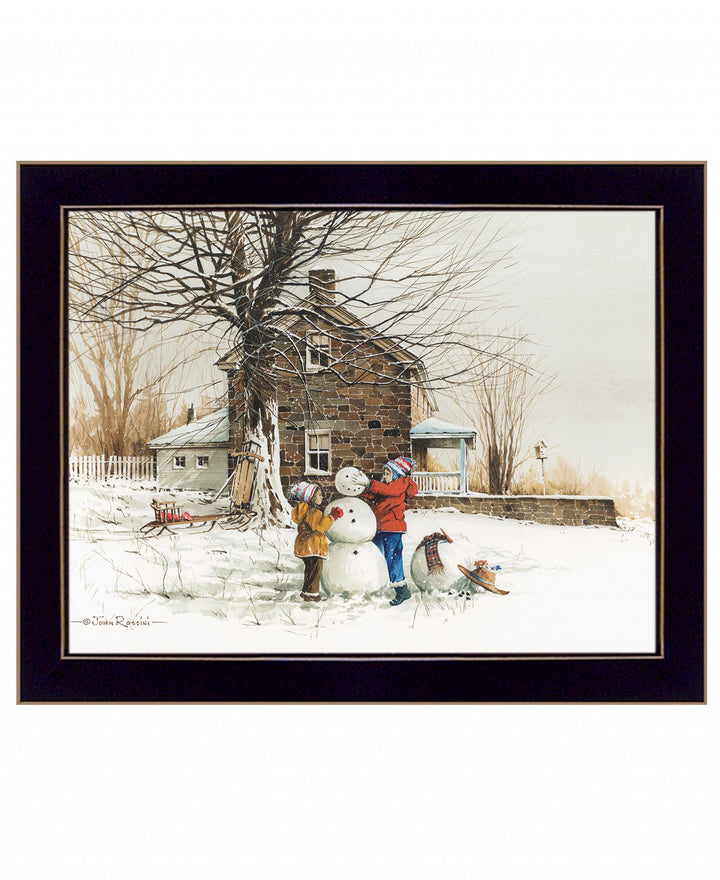 The Joy of Snow 3 Black Framed Print Wall Art