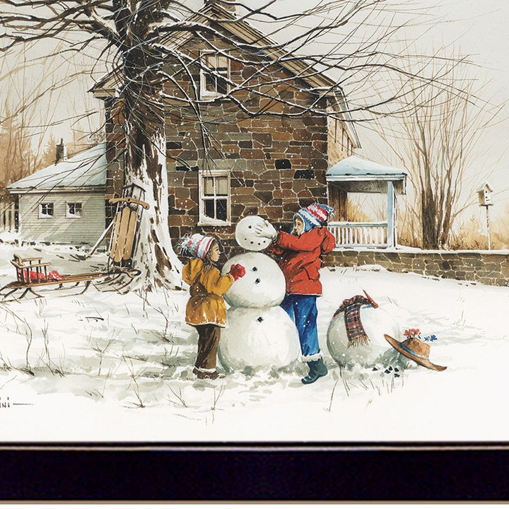 The Joy of Snow 3 Black Framed Print Wall Art