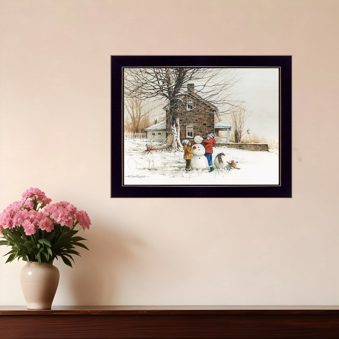 The Joy of Snow 3 Black Framed Print Wall Art