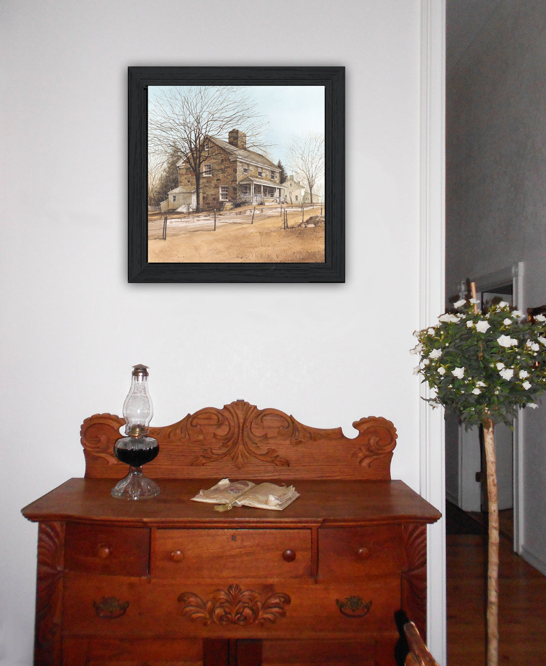 House on Chestnut Black Framed Print Wall Art