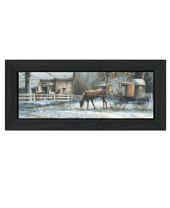 Evening on the Farm Black Framed Print Wall Art