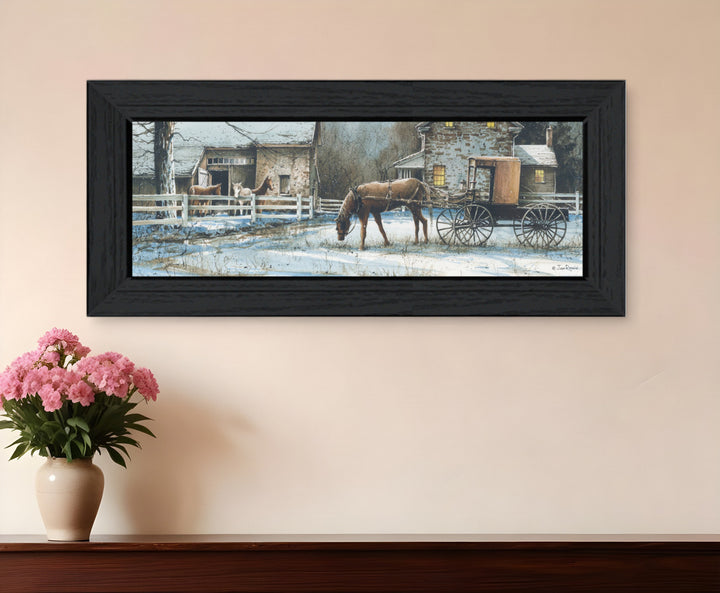 Evening on the Farm Black Framed Print Wall Art