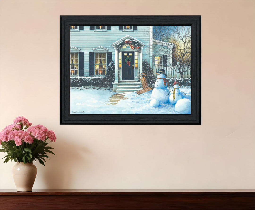 December Lights 1 Black Framed Print Wall Art