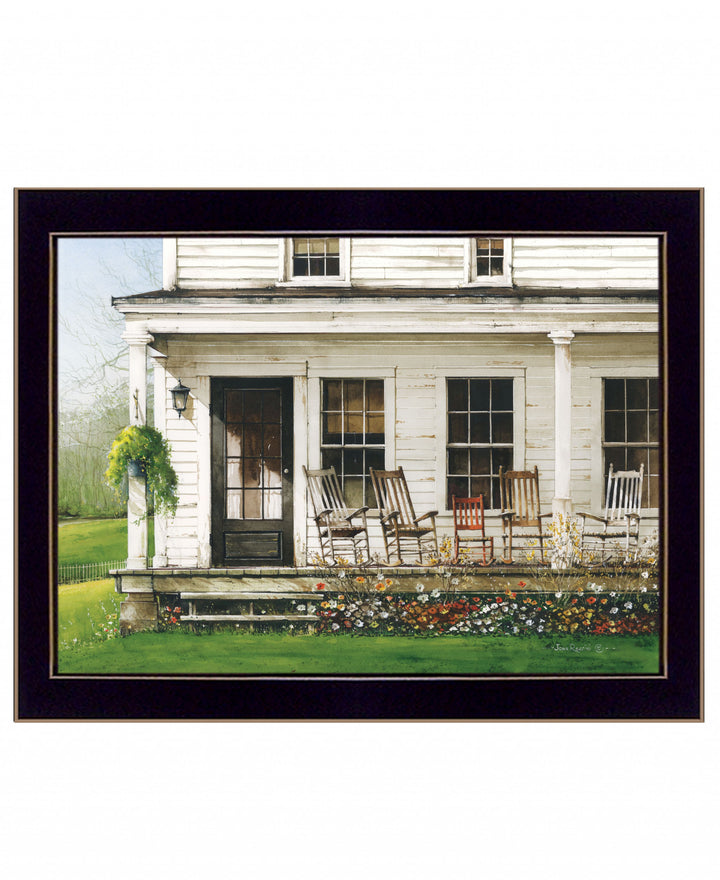 Back Porch Gathering 2 Black Framed Print Wall Art