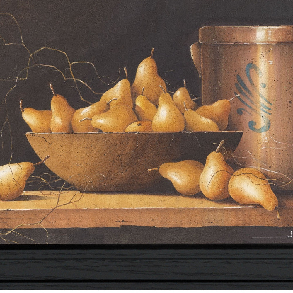 Pears and Crocks 1 Black Framed Print Wall Art