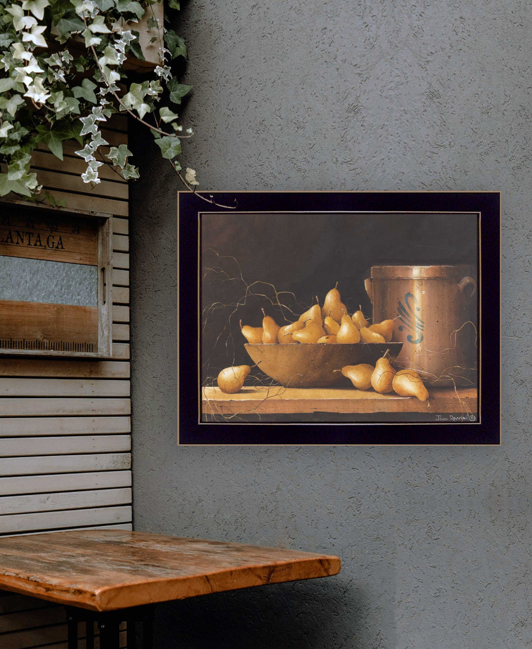 Pears and Crocks 2 Black Framed Print Wall Art