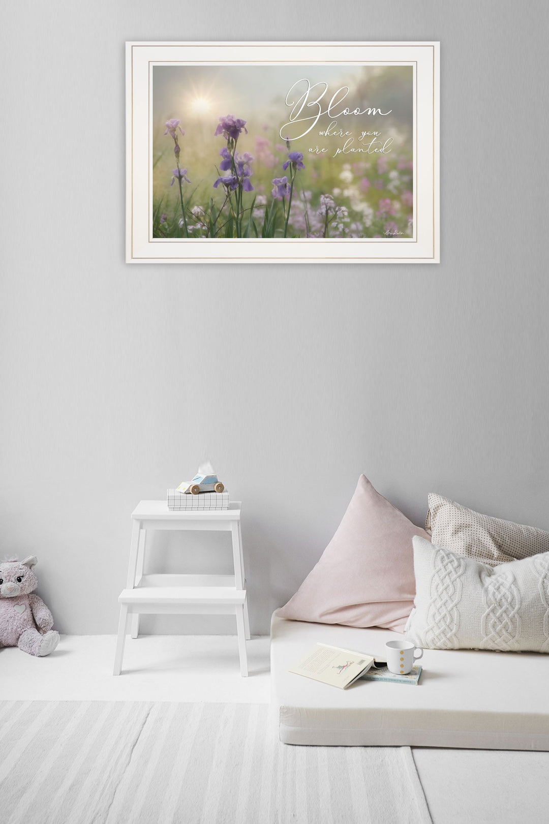 Bloom where you are planted 1 White Framed Print Wall Art