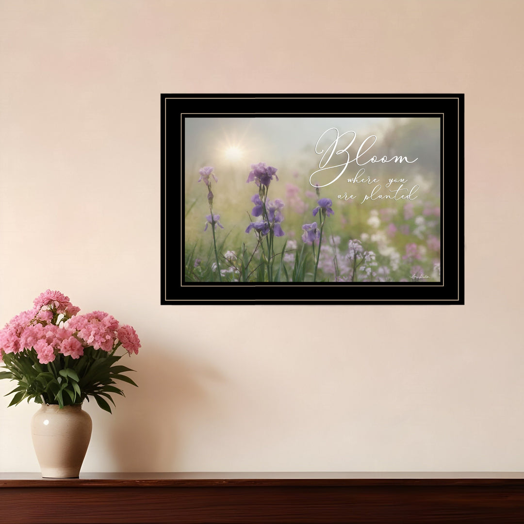 Bloom where you are planted 2 Black Framed Print Wall Art