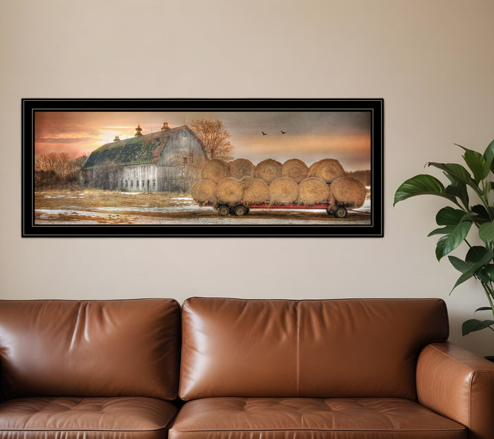 Sunset on the Farm 2 Black Framed Print Wall Art