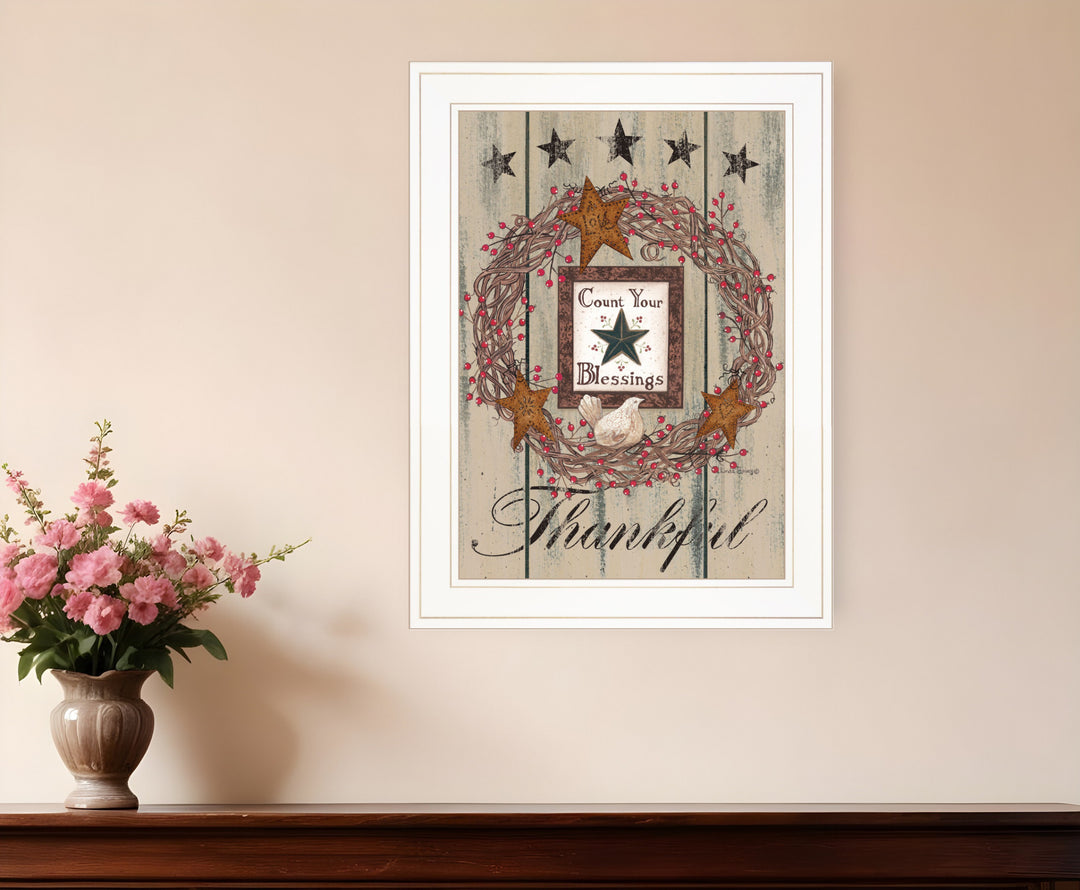 Count your Blessings 1 White Framed Print Wall Art