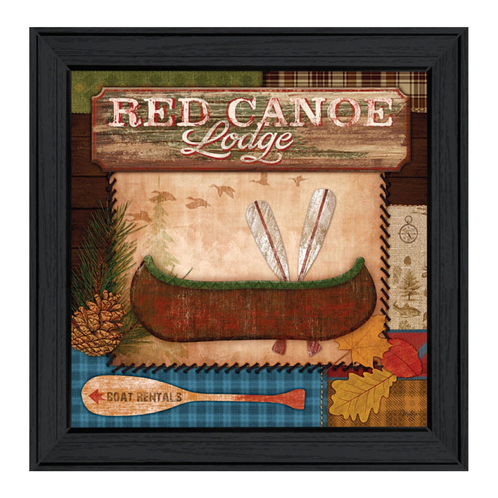 Red Canoe Lodge 2 Black Framed Print Wall Art