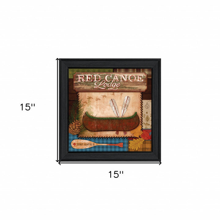 Red Canoe Lodge 2 Black Framed Print Wall Art