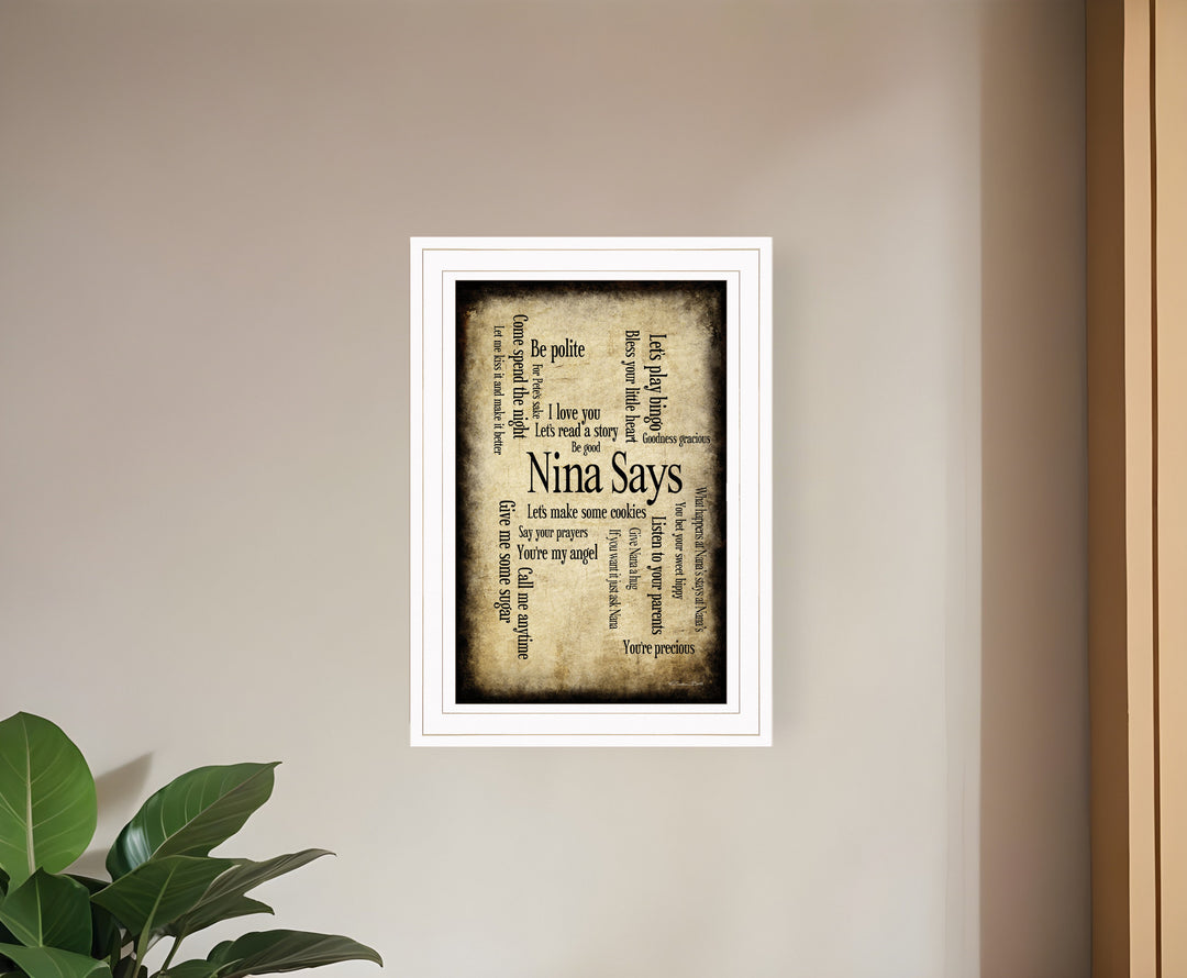 Nina Says 1 White Framed Print Wall Art