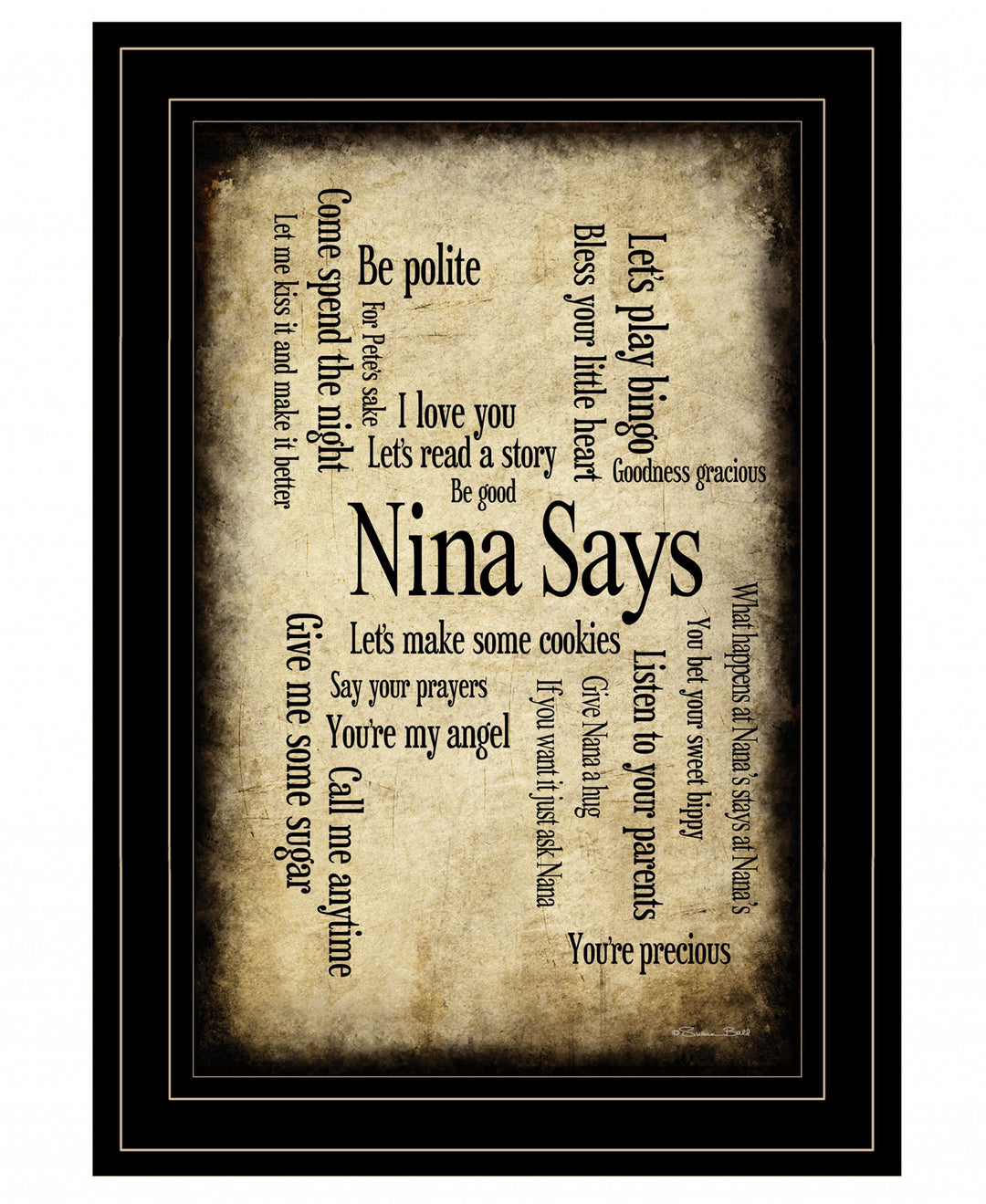 Nina Says 2 Black Framed Print Wall Art