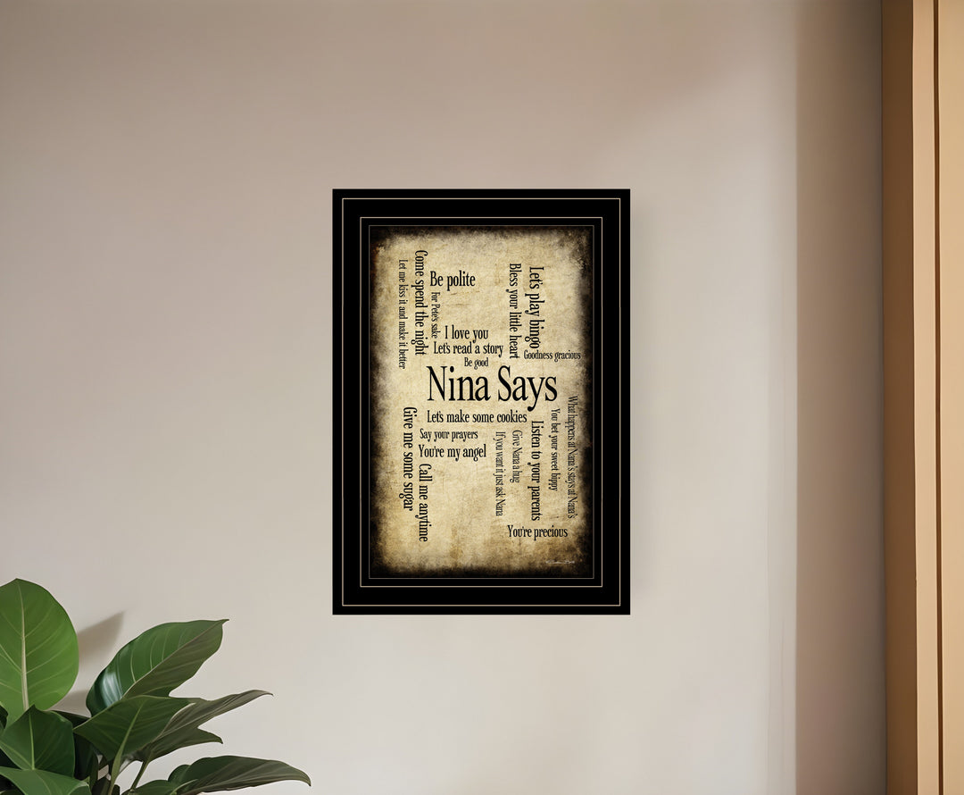 Nina Says 2 Black Framed Print Wall Art