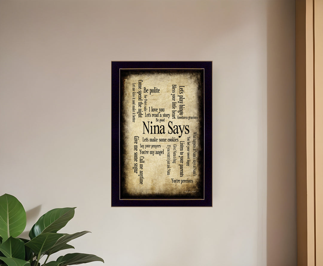 Nina Says 4 Black Framed Print Wall Art