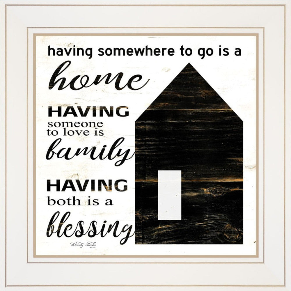 Set Of Two House or Blessing White Framed Print Wall Art