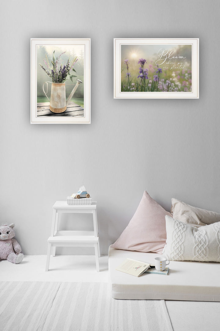 Set Of Two Bloom Where You are Planted 1 White Framed Print Wall Art