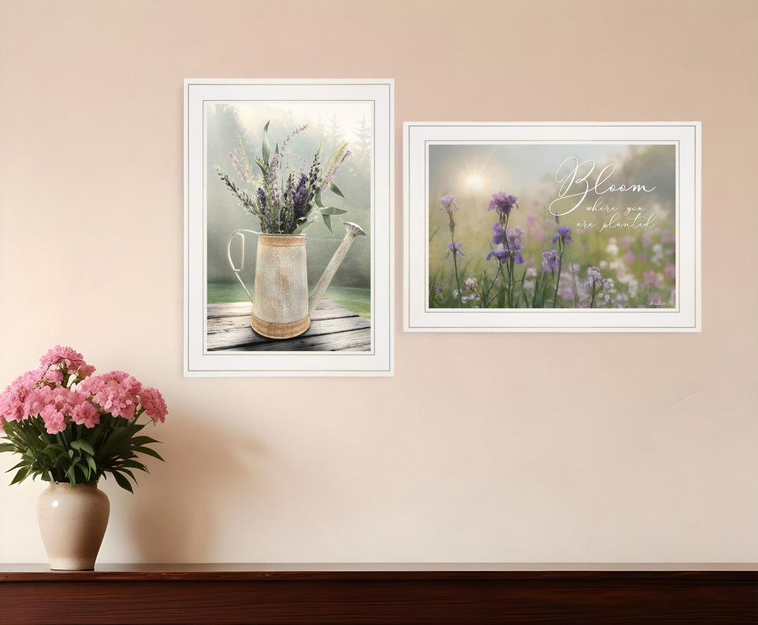 Set Of Two Bloom Where You are Planted 1 White Framed Print Wall Art