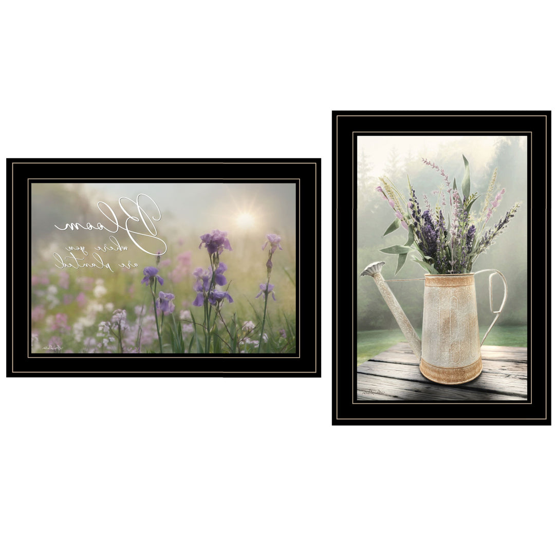 Set Of Two Bloom Where You are Planted 2 Black Framed Print Wall Art