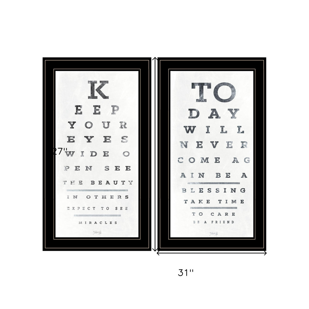 Set Of Two Eye Charts 1 Black Framed Print Wall Art